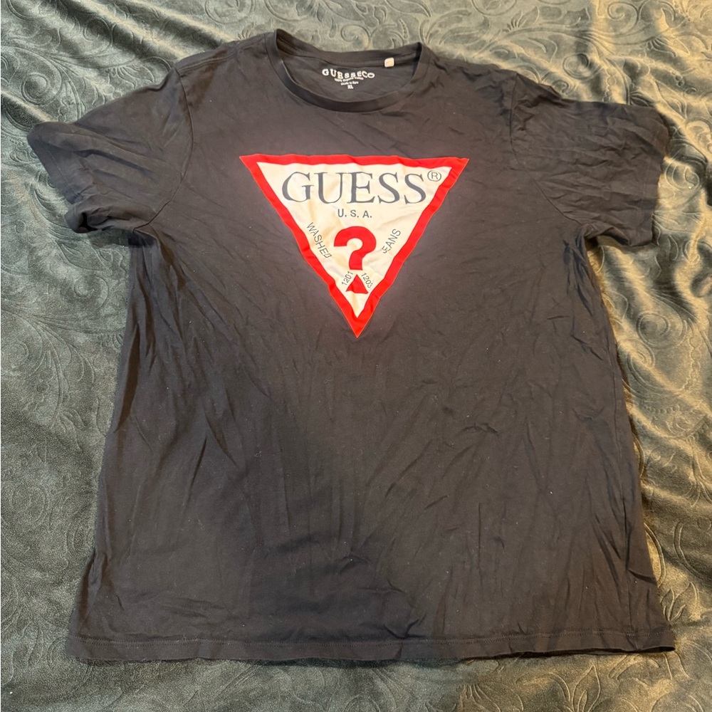 GUESS Black Tee with Red Logo